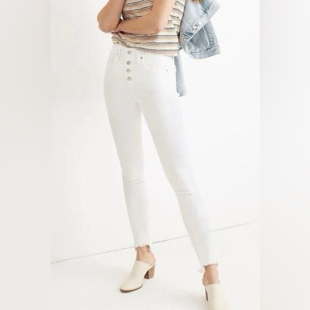 Madewell white high-rise skinny crop jeans